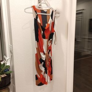 New York & Co Front Twist Sleeveless Dress Size XL Fitted Geometric Modern